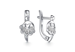 Серебряные cерьги классические с фианитом