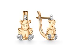 Серебряные cерьги классические с позолотой с фианитом