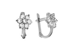 Серебряные cерьги классические с фианитом