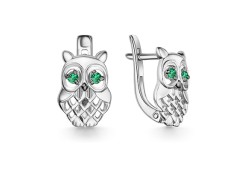 Серебряные cерьги классические с фианитом