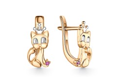 Серебряные cерьги классические с позолотой с фианитом