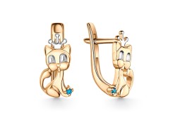 Серебряные cерьги классические с позолотой с фианитом