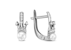 Серебряные cерьги классические с жемчугом