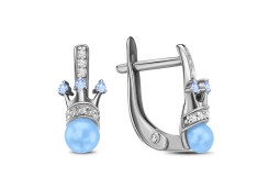 Серебряные cерьги классические с жемчугом