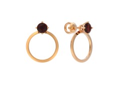 Золотые cерьги пусеты (гвоздики) с гранатом