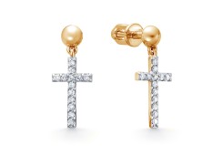 Золотые cерьги пусеты (гвоздики) с бриллиантом