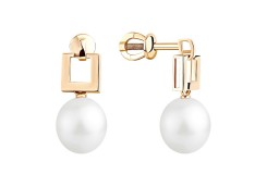 Золотые cерьги пусеты (гвоздики) с жемчугом