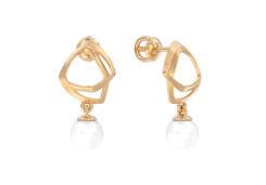 Золотые cерьги пусеты (гвоздики) с жемчугом
