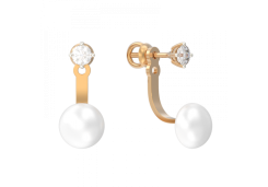 Золотые cерьги пусеты (гвоздики) с жемчугом