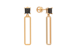 Золотые cерьги пусеты (гвоздики) с раух-топазом