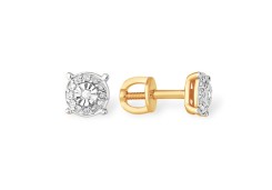 Золотые cерьги пусеты (гвоздики) с бриллиантом