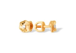 Золотые cерьги пусеты (гвоздики) с бриллиантом