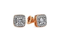 Золотые cерьги пусеты (гвоздики) с бриллиантом