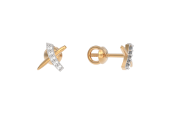 Золотые cерьги пусеты (гвоздики) с фианитом