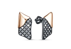 Золотые cерьги пусеты (гвоздики) с фианитом