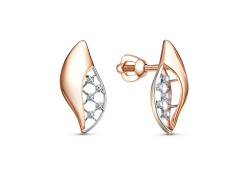 Золотые cерьги пусеты (гвоздики) с фианитом