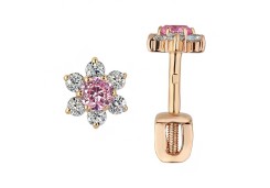 Золотые cерьги пусеты (гвоздики) с фианитом