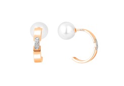 Золотые cерьги пусеты (гвоздики) с жемчугом