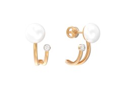 Золотые cерьги пусеты (гвоздики) с жемчугом