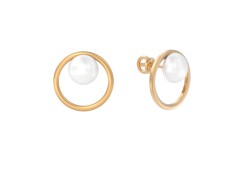 Золотые cерьги пусеты (гвоздики) с жемчугом