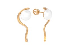 Золотые cерьги пусеты (гвоздики) с жемчугом