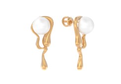 Золотые cерьги пусеты (гвоздики) с жемчугом