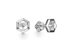 Серьги пусеты (гвоздики) из белого золота с бриллиантом