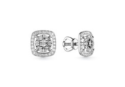 Серьги пусеты (гвоздики) из белого золота с бриллиантом