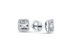 Серьги пусеты (гвоздики) из белого золота с бриллиантом