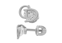 Серьги пусеты (гвоздики) из белого золота с фианитом