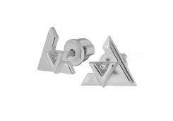 Серьги пусеты (гвоздики) из белого золота с фианитом