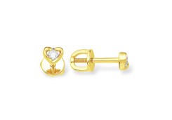 Серьги пусеты (гвоздики) из желтого золота с бриллиантом