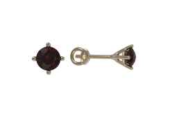 Золотые cерьги пусеты (гвоздики) с гранатом