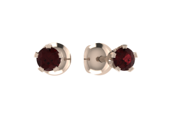 Золотые cерьги пусеты (гвоздики) с гранатом