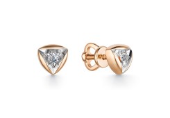 Золотые cерьги пусеты (гвоздики) с бриллиантом