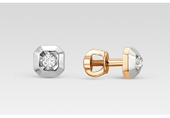 Золотые cерьги пусеты (гвоздики) с бриллиантом