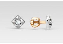 Золотые cерьги пусеты (гвоздики) с бриллиантом