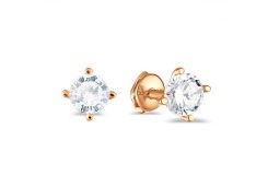 Золотые cерьги пусеты (гвоздики) с фианитом