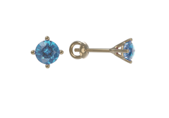 Золотые cерьги пусеты (гвоздики) с топазом