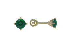 Серьги пусеты (гвоздики) из желтого золота с изумрудом