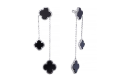 Серебряные cерьги пусеты (гвоздики) с ониксом