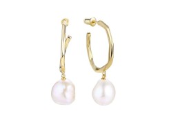 Серебряные cерьги пусеты (гвоздики) с позолотой с жемчугом