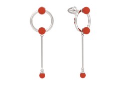 Серебряные cерьги пусеты (гвоздики) с кораллом