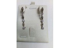 Серебряные cерьги пусеты (гвоздики) с марказитом
