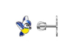 Серебряные cерьги пусеты (гвоздики) с эмалью