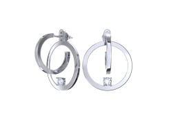 Серебряные cерьги пусеты (гвоздики) с фианитом