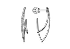 Серебряные cерьги пусеты (гвоздики) с фианитом