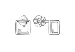 Серебряные cерьги пусеты (гвоздики) с фианитом