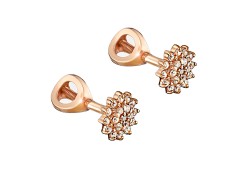 Серебряные cерьги пусеты (гвоздики) с позолотой с фианитом