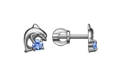 Серебряные cерьги пусеты (гвоздики) с фианитом